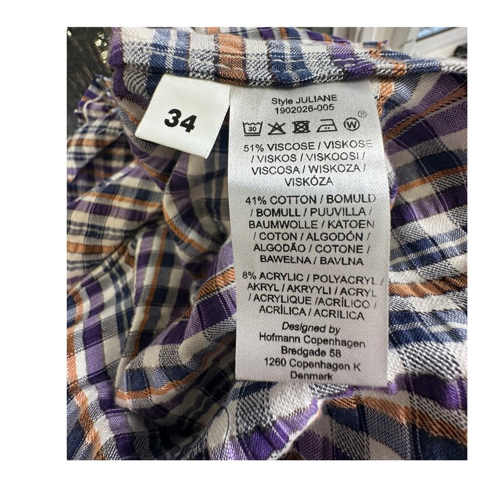 Hofmann Copenhagen Juliane Plaid Asymmetrical Midi Skirt EU 34=2 Purple - Picture 12 of 12